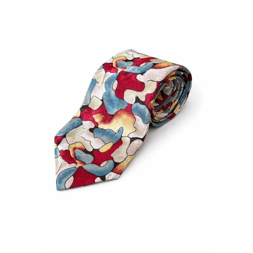Barry Wang Luxury Tie Colorful Abstract Silk Necktie Made in Italy